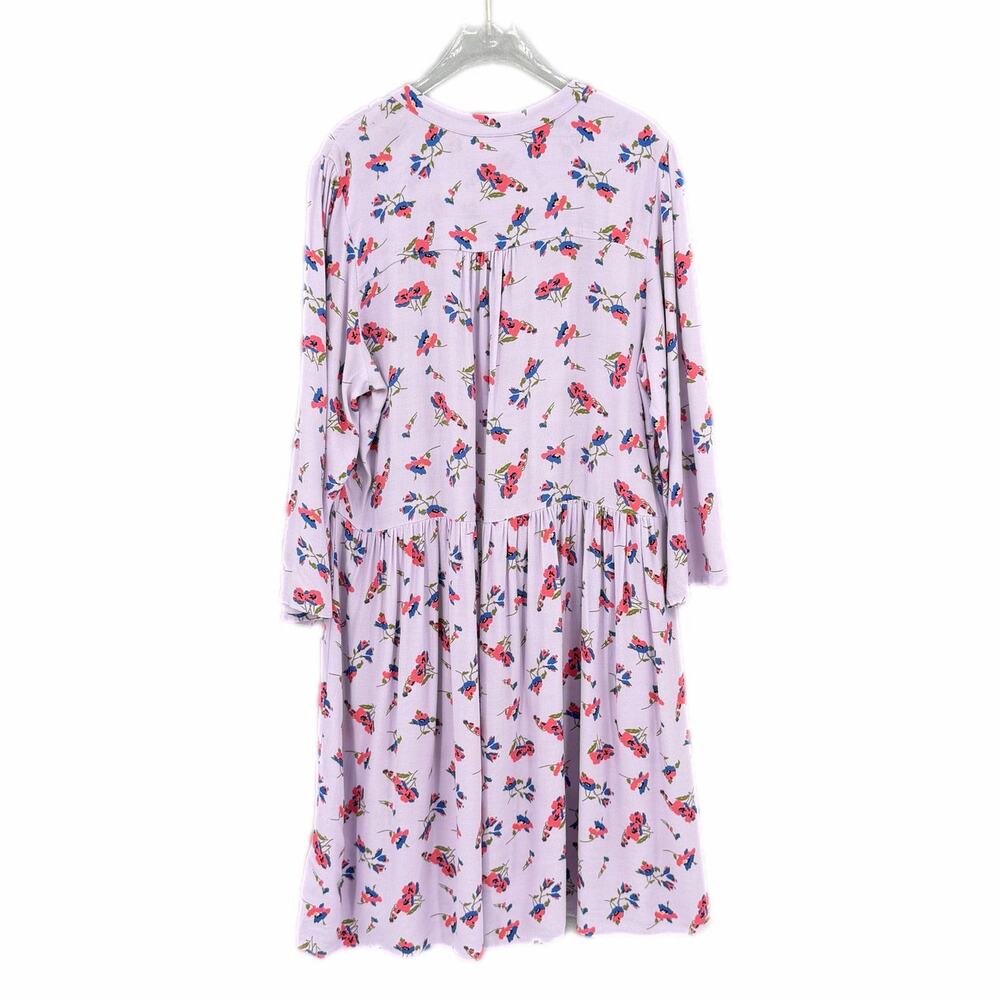 Maeve Anthropologie Juno Floral Printed Lilac Lavender 3/4 Sleeve Mini Dress - Picture 7 of 11
